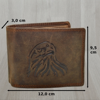 flevado Geldbeutel Wild Leder Herren Geldbörse Querformat Doppelnaht Braun und RFID Schutz